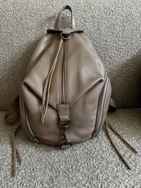 Rebecca Minkoff- Julian Taupe Leather Backpack with Gunmetal Hardwares